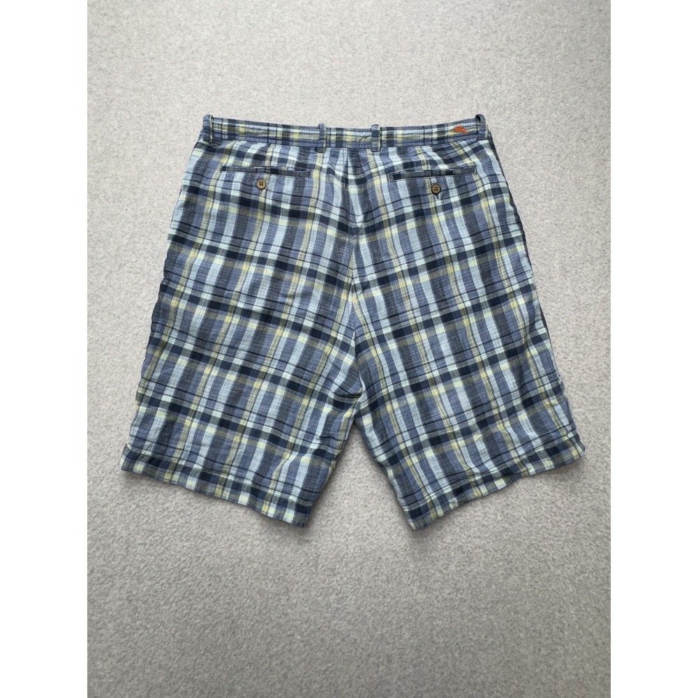 Tommy Bahama Shorts Mens 35 Plaid Linen Blend‎ Flat Front Casual Summer Golf - Picture 9 of 11